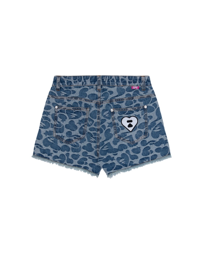 Short Bape Graphique denim Bleu Femme | KZK-58522155